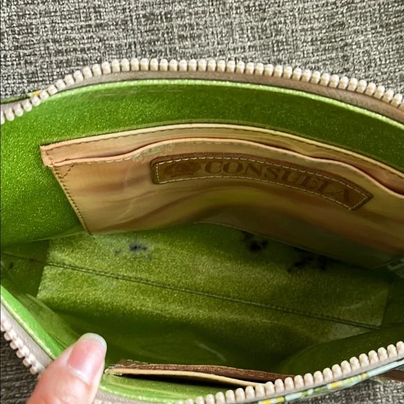 Consuela Green and Blue Crossbody Bag with Tropical Print - Picture 4 of 8